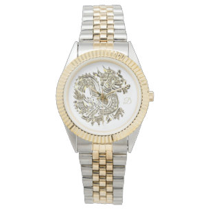 Golden Dragon Logo Add Monogram Elegant Watch