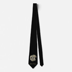 Golden Dragon Logo Add Name Text or Monogram Chic Neck Tie