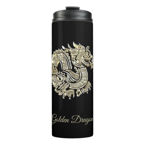 Golden Dragon Logo Faux Gold Foil Add Name or Text Thermal Tumbler