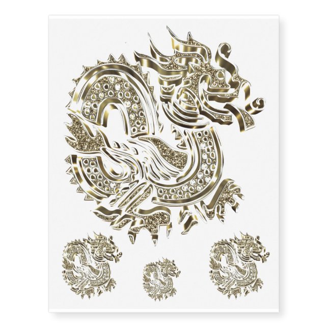 Golden Dragon Logo Temporary Tattoo (Front)