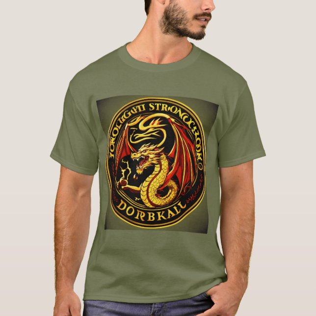 Golden Dragon Men's Basic Dark T-Shirt (Front)