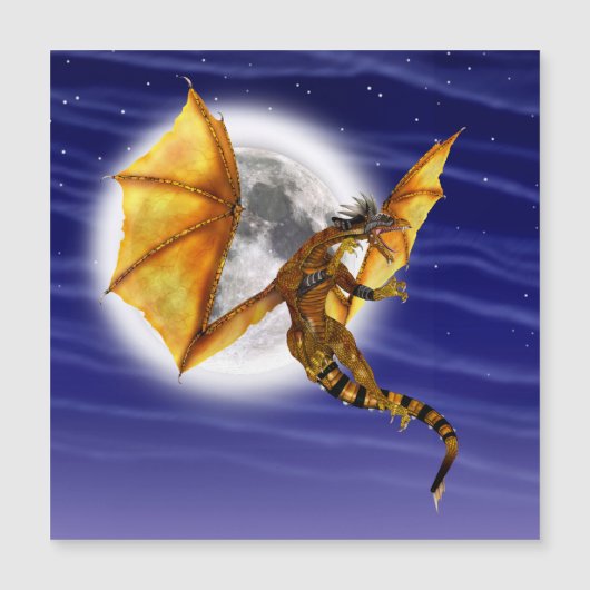 Golden Dragon Mythical Fantasy Creature Purple Sky (Front)
