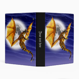 Golden Dragon Mythical Fantasy Creature Purple Sky Mini Binder