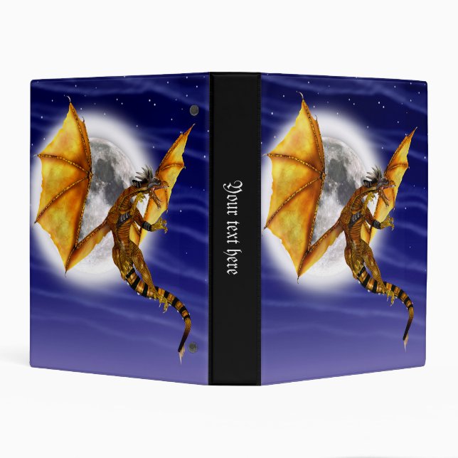 Golden Dragon Mythical Fantasy Creature Purple Sky Mini Binder (Background)