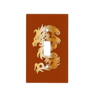 Golden Dragon on Red Light Switch Cover