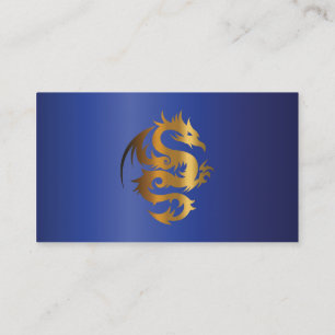 Golden Dragon on Royal Blue Business Card