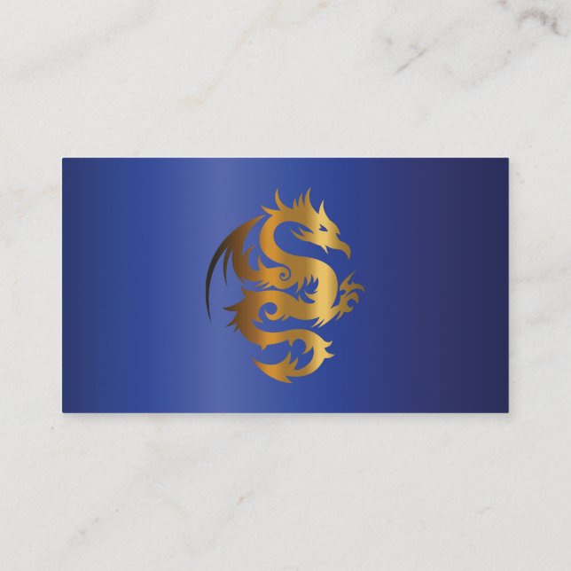 Golden Dragon on Royal Blue Business Card (Back)