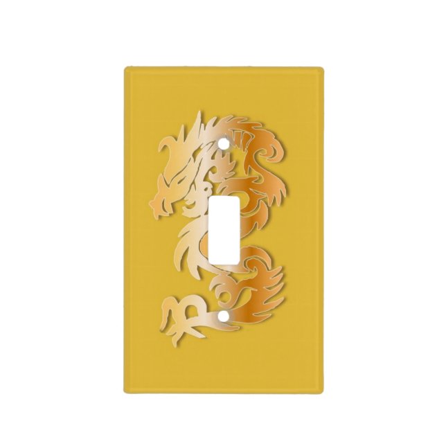 Golden Dragon on Yellow Light Switch Cover (Front)