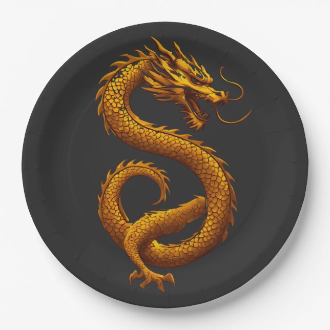 Golden Dragon Paper Plates (Front)