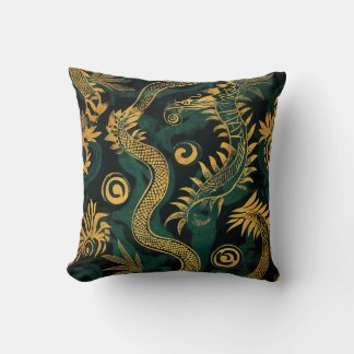 Golden Dragon Pattern Pillow