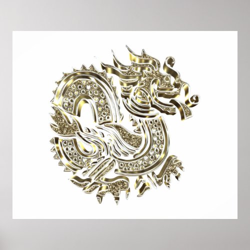 Golden Dragon Poster Elegant Decorative Logo