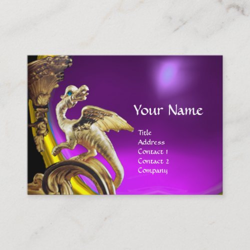 GOLDEN DRAGON PURPLE VIOLET AMETHYST Monogram Business Card