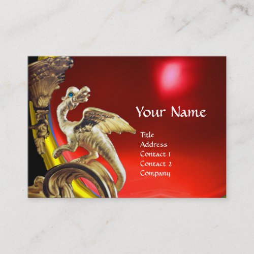 GOLDEN DRAGON RED RUBY Monogram Business Card