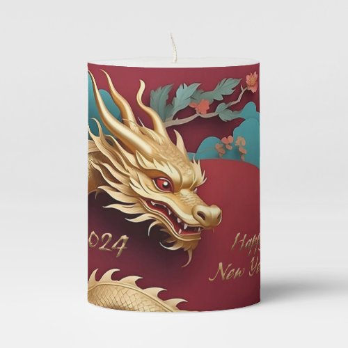 Golden Dragon Spectacle Chinese New Year Pillar Candle