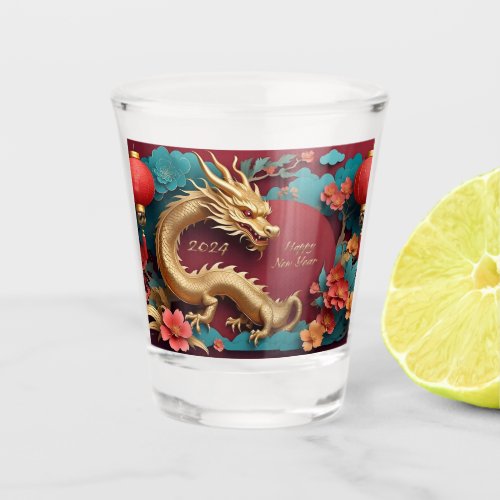 Golden Dragon Spectacle Chinese New Year Shot Glass