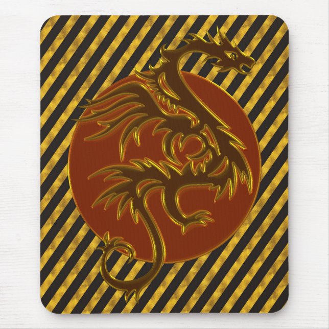 Golden Dragon Sun | golden stripes Mouse Pad (Front)