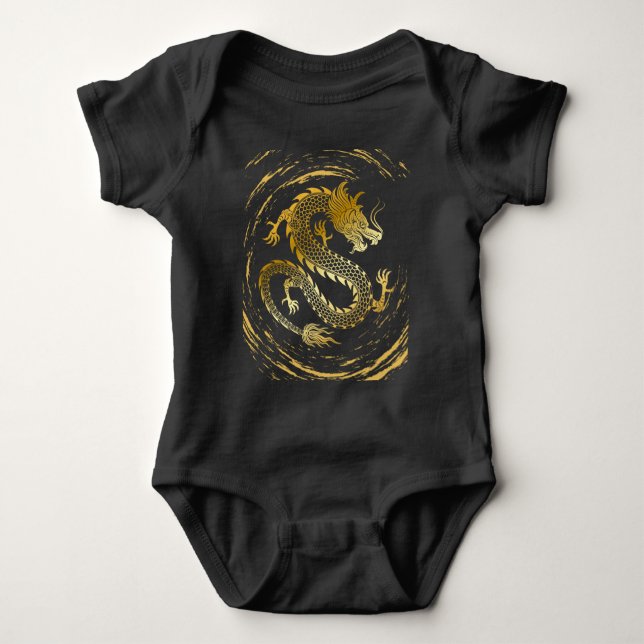 Golden Dragon Swirl of Gold Baby Bodysuit (Front)