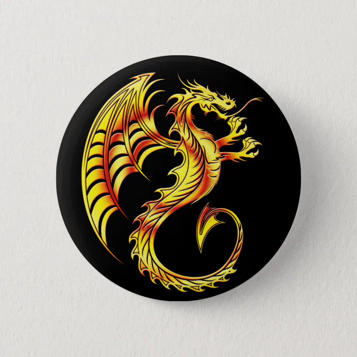 Golden Dragon Symbol Button Zazzle Com