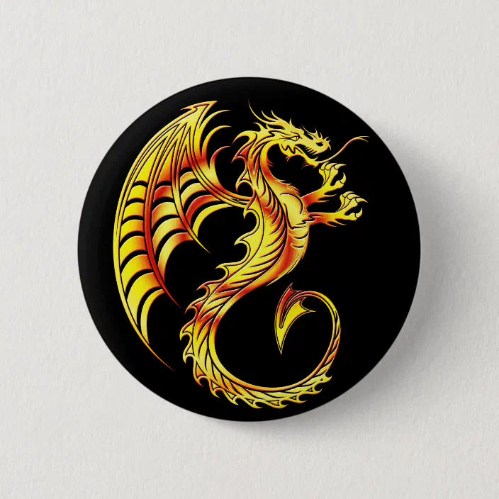 Golden Dragon Symbol Button Zazzle Com