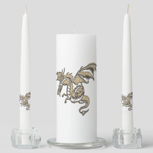 Golden Dragon Unity Candle Set
