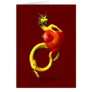Golden Dragon With Big Red Heart