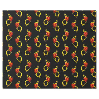 Golden Dragon With Big Red Heart Wrapping Paper