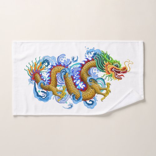 Golden Dragon with Water Splashes Towel