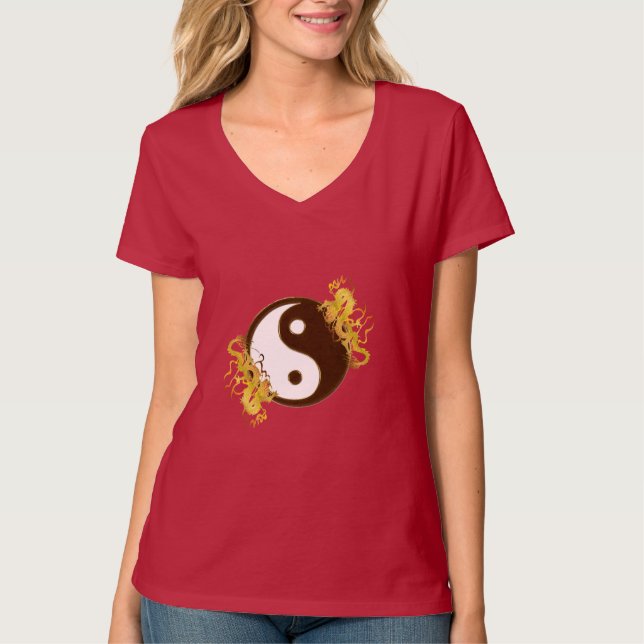 Golden Dragon Yin Yang T Shirt (Front)