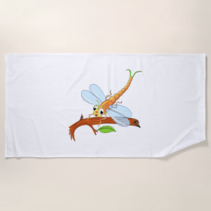 golden dragonfly beach towel