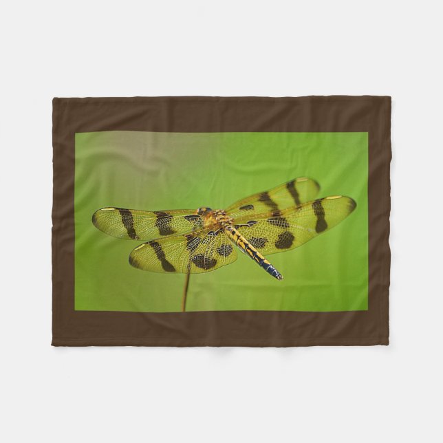 Golden Dragonfly Fleece Blanket (Front (Horizontal))