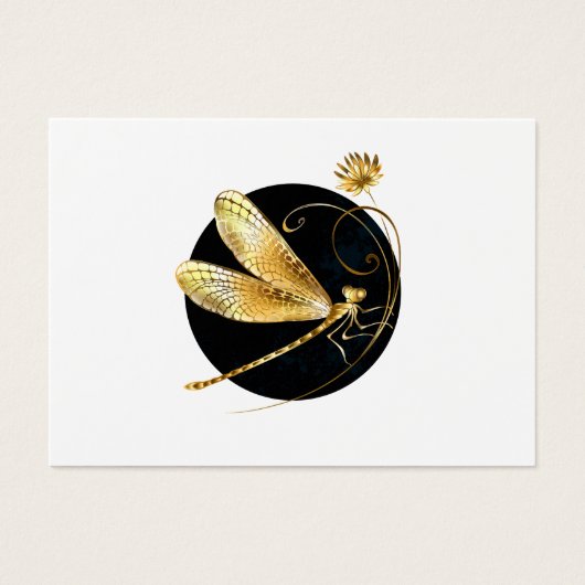 Golden dragonfly in black circle (Front)