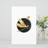 Golden dragonfly in black circle (Standing Front)
