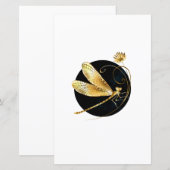 Golden dragonfly in black circle (Front/Back)
