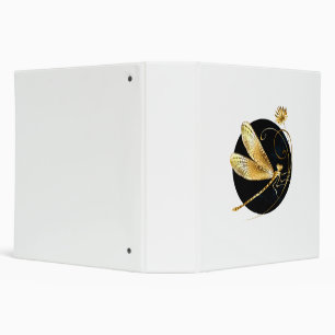 Golden dragonfly in black circle 3 ring binder