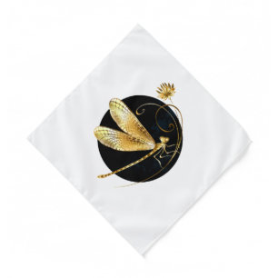 Golden dragonfly in black circle bandana