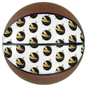Golden dragonfly in black circle basketball