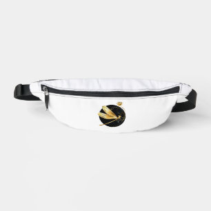 Golden dragonfly in black circle fanny pack