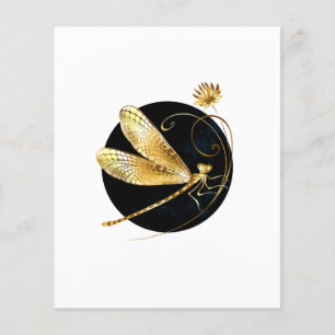 Golden dragonfly in black circle flyer