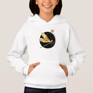 Golden dragonfly in black circle hoodie