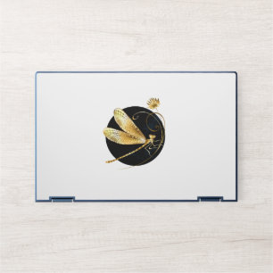 Golden dragonfly in black circle HP laptop skin