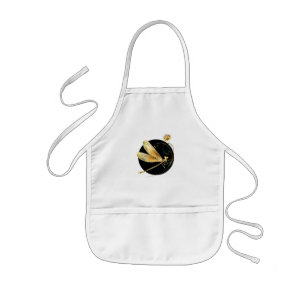 Golden dragonfly in black circle kids' apron