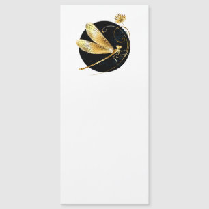 Golden dragonfly in black circle magnetic invitation