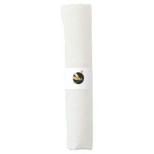 Golden dragonfly in black circle napkin bands