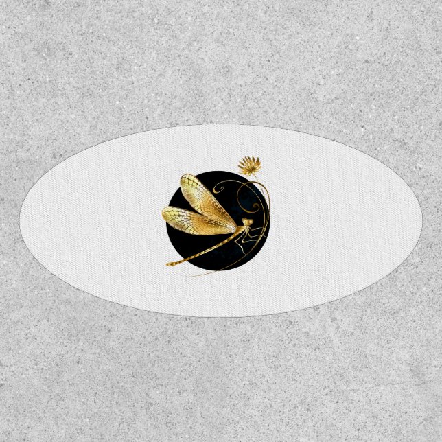 Golden dragonfly in black circle patch (Front)