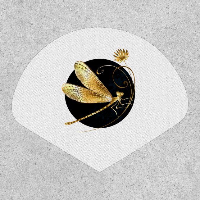 Golden dragonfly in black circle patch (Front)