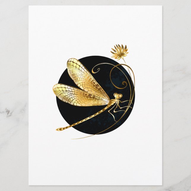 Golden dragonfly in black circle program (Front)