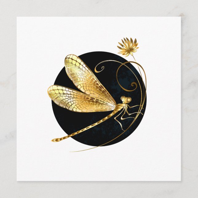 Golden dragonfly in black circle program (Front)
