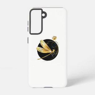 Golden dragonfly in black circle samsung galaxy s21 case