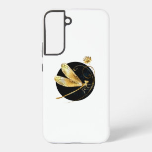 Golden dragonfly in black circle samsung galaxy s22+ case