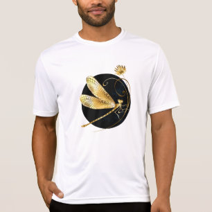Golden dragonfly in black circle T-Shirt